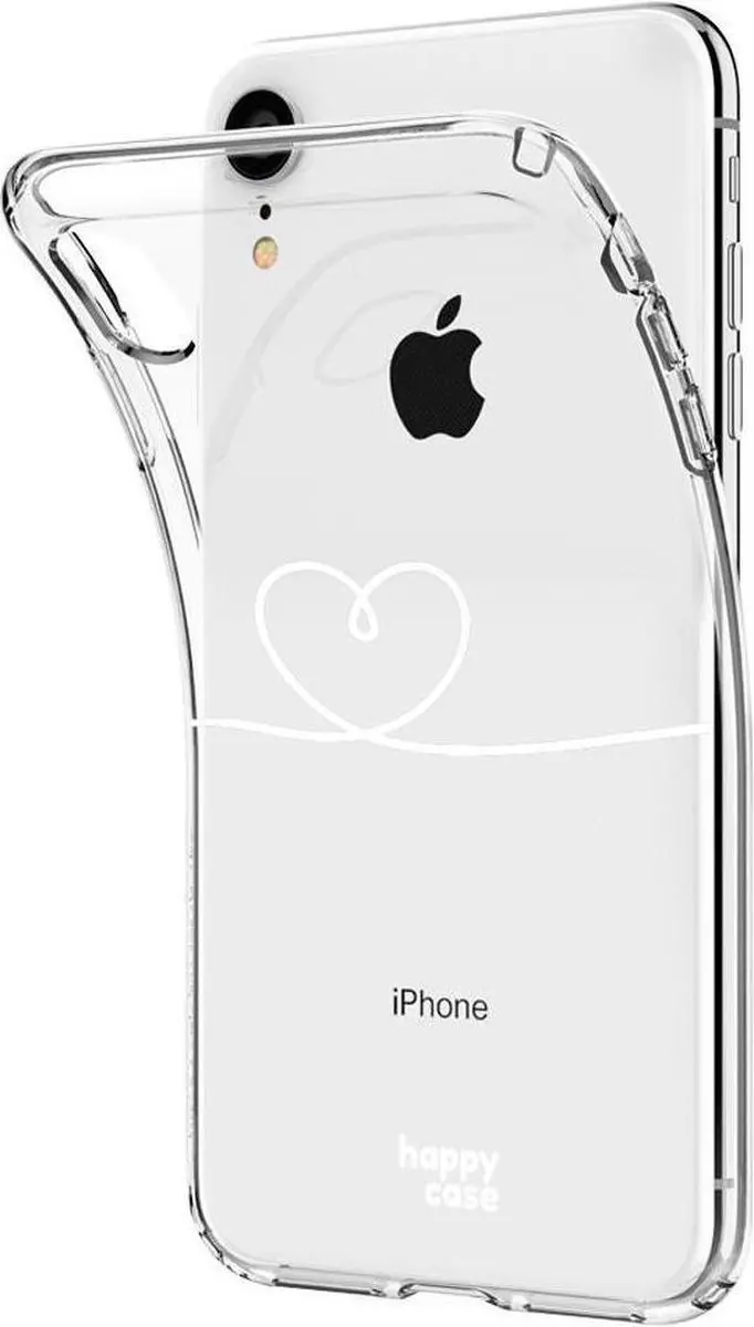 HappyCase Hoesje iPhone XR Flexibel TPU Hartje Print - Wit/Transparant