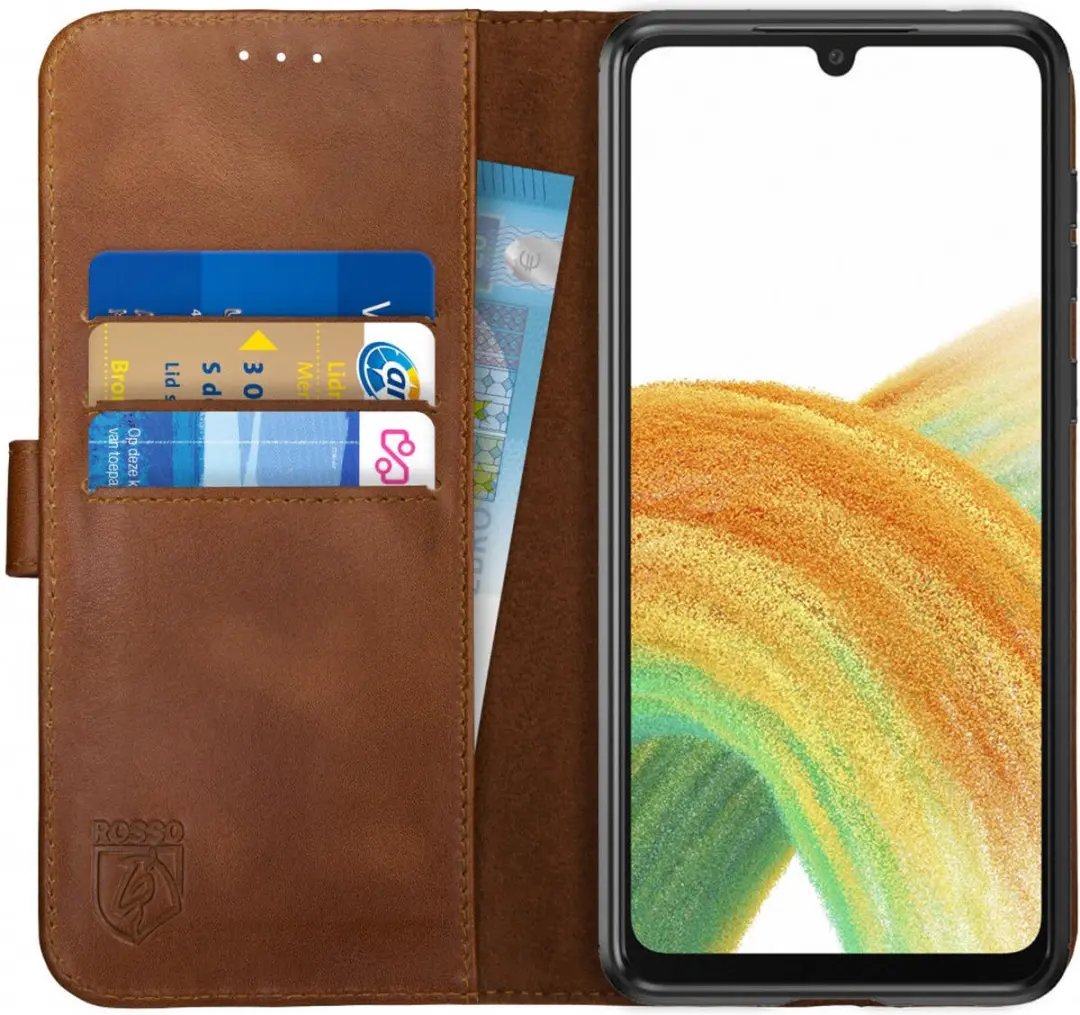 Rosso Deluxe Echt Leer Book Case Hoesje Geschikt voor Samsung Galaxy A33