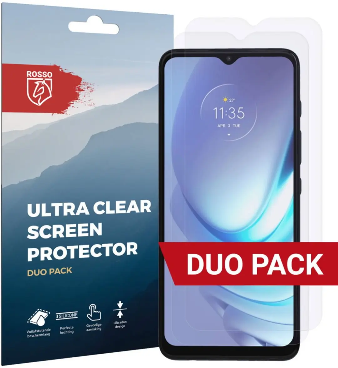 Rosso Screen Protector Ultra Clear Duo Pack Geschikt voor Motorola Moto G50
