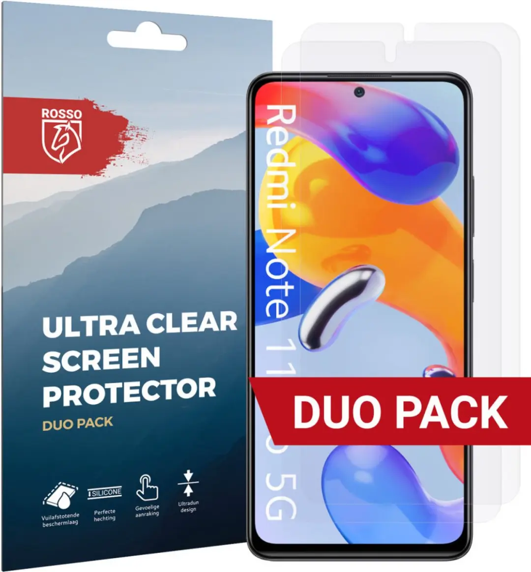 Rosso Screen Protector Ultra Clear Duo Pack Geschikt voor Xiaomi Redmi Note 11 P