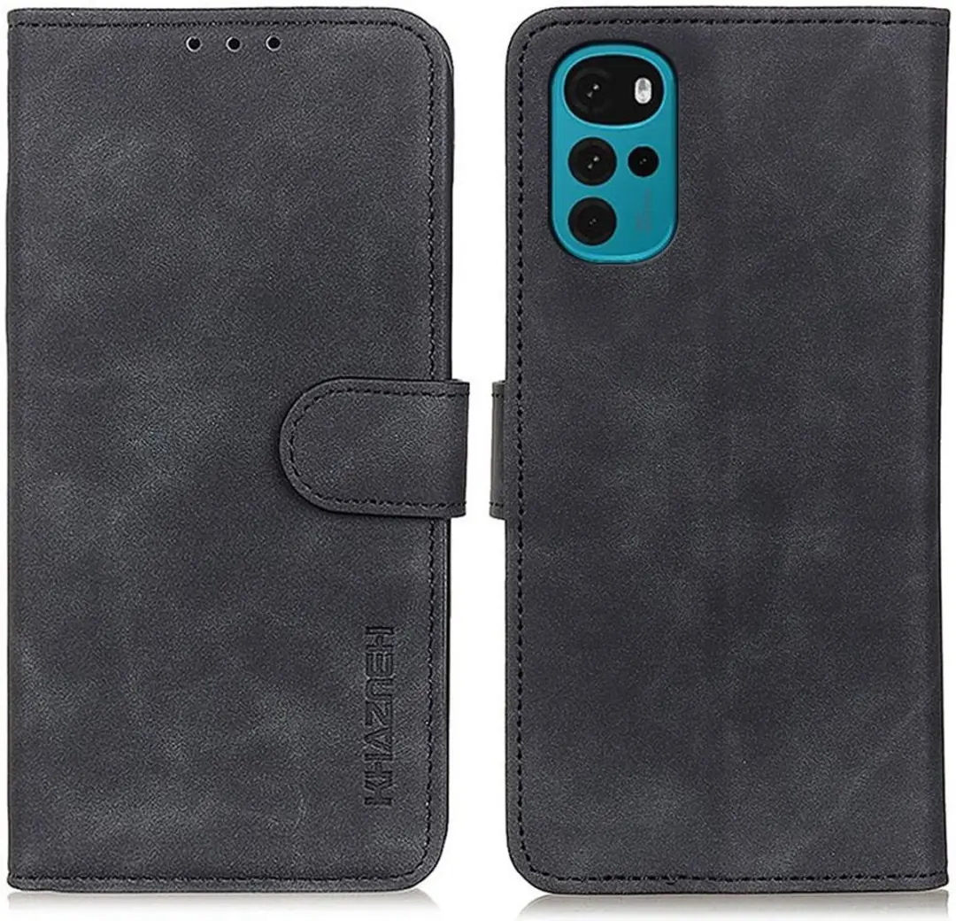 Khazneh Moto G22 Book Case Hoesje - 2 Pasjes - Zwart
