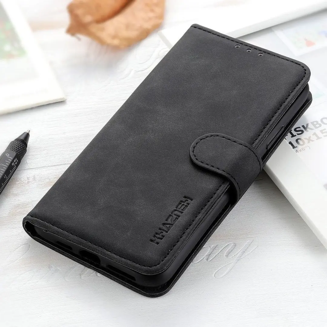 Khazneh Moto G22 Book Case Hoesje - 2 Pasjes - Zwart - afbeelding 6 van 6