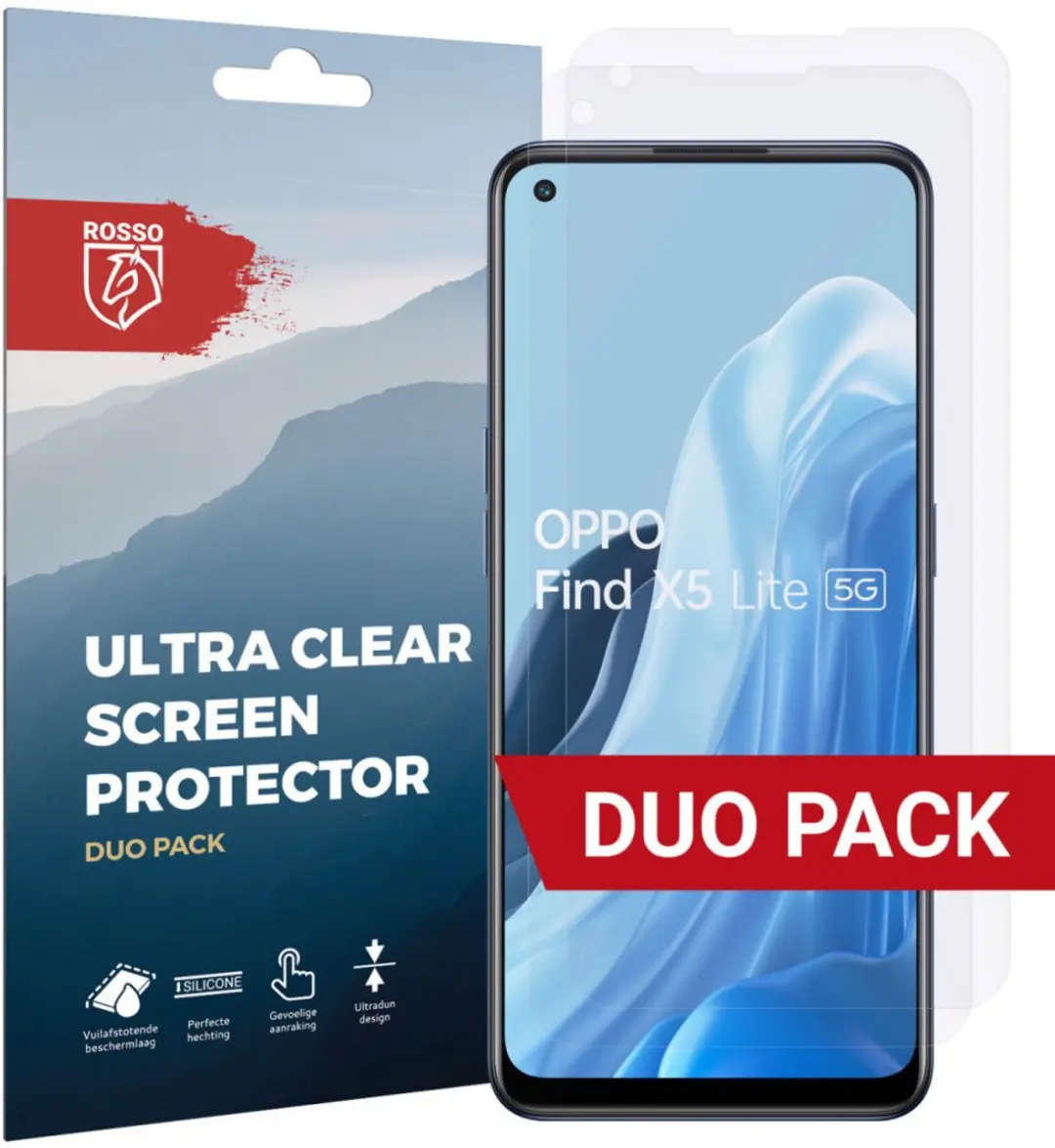 Rosso Screen Protector Ultra Clear Duo Pack Geschikt voor Oppo Find X5 Lite