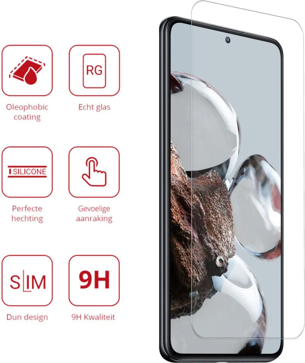 Rosso Xiaomi 12T/12T Pro 9H Tempered Glass Schermbeschermer - afbeelding 5 van 6