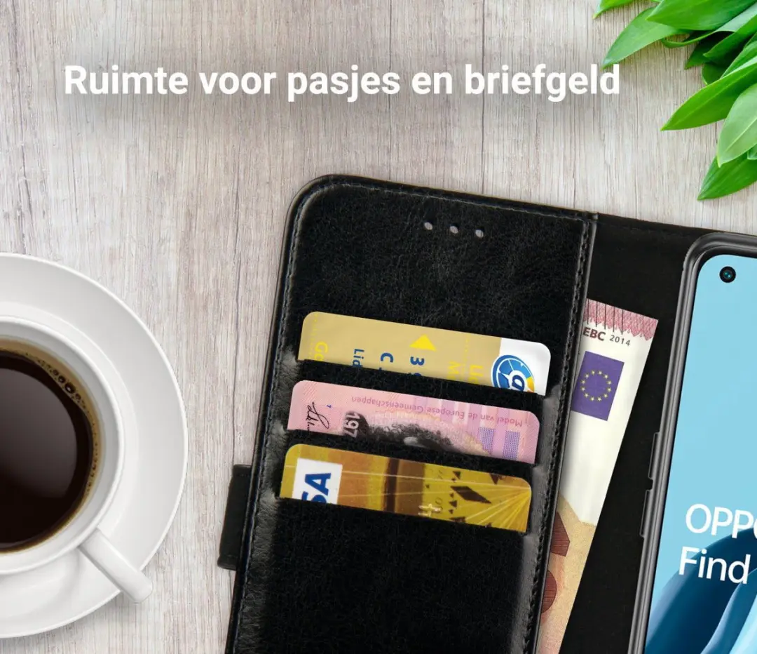 Rosso Element Book Case Wallet OPPO Find X5 Lite - 3 Pasjes - Zwart