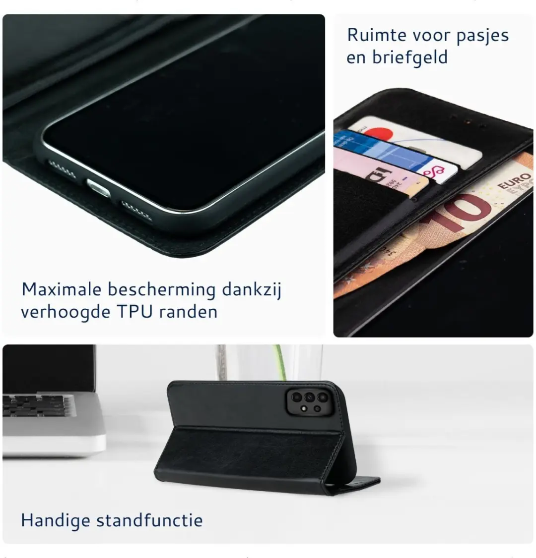 Rosso Element Book Case Wallet Samsung Galaxy A13 4G - 3 Pasjes - Zwart