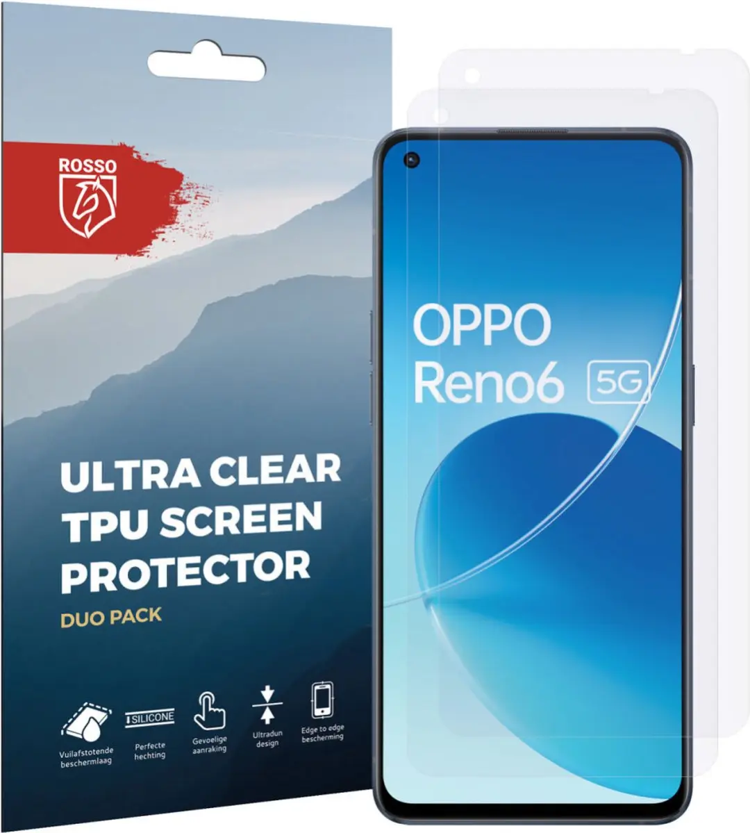 Rosso Screen Protector Ultra Clear - Oppo Reno 6 5G - 2 Stuks - afbeelding 6 van 6