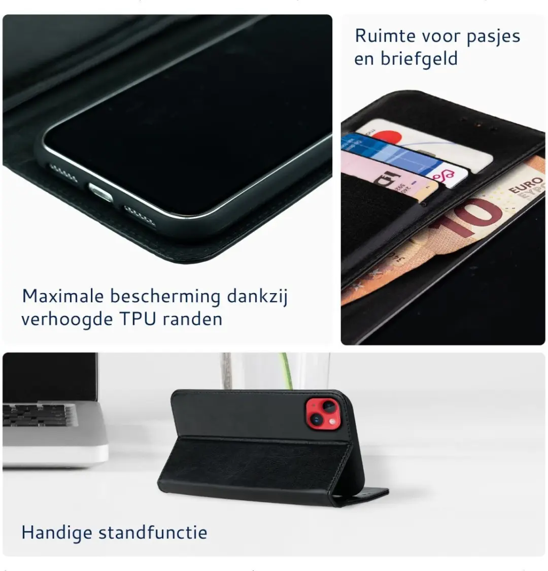 Rosso Element Book Case Wallet iPhone 14 Plus - 3 Pasjes - Zwart