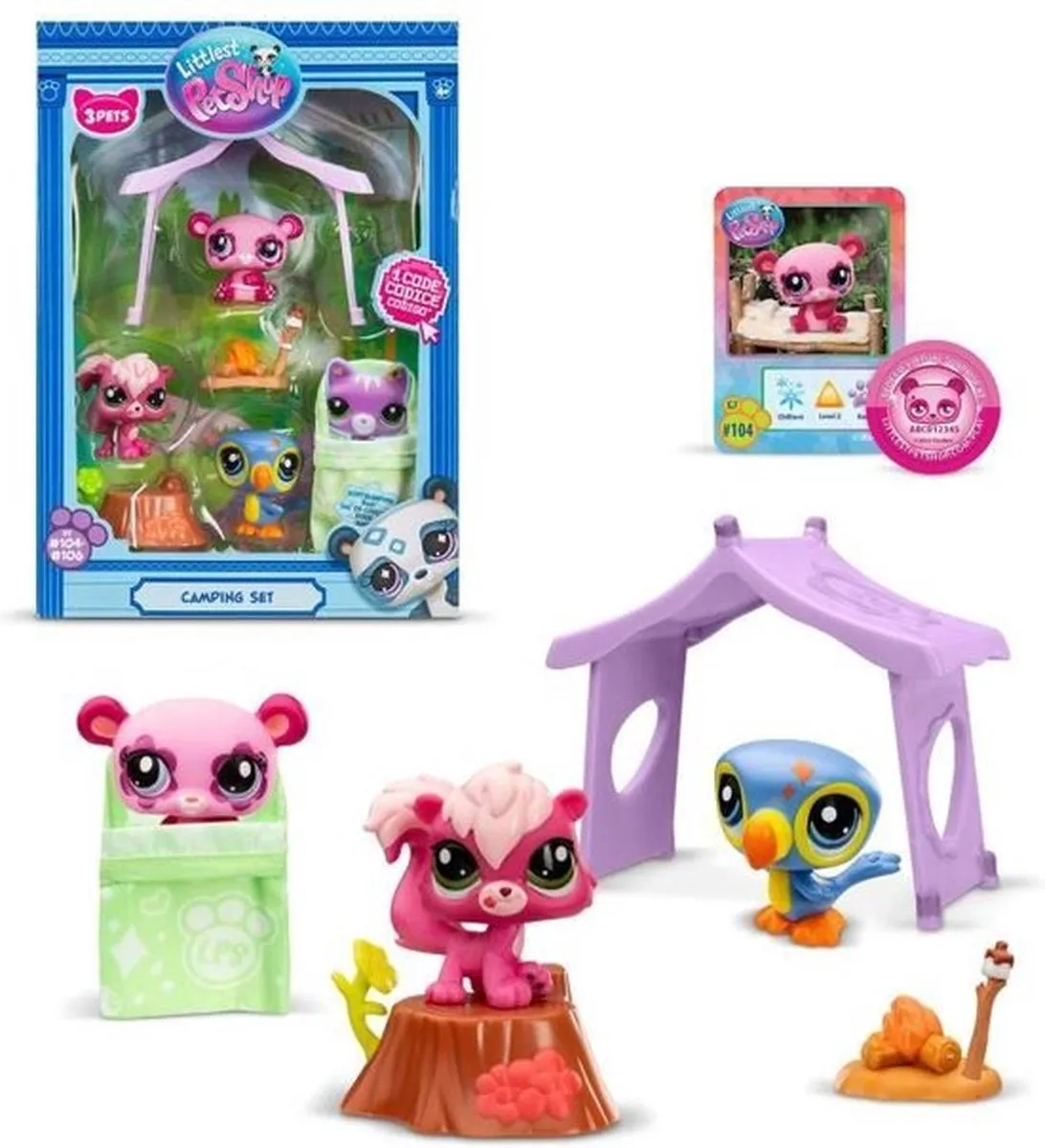 Bandai Namco Littlest Pet Shop Camping Themapakket - 3 Huisdieren Multicolor