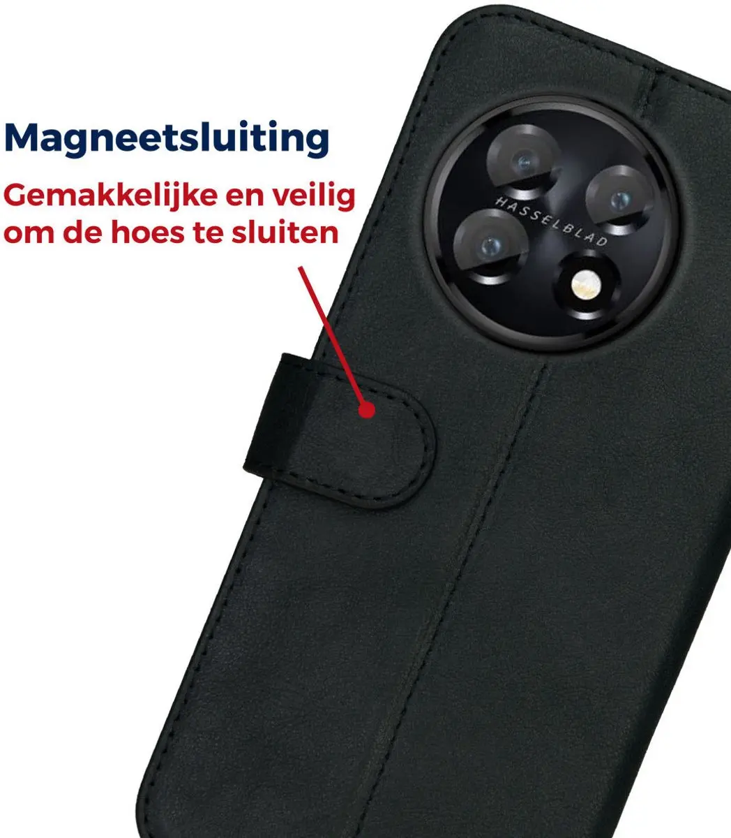 Rosso Deluxe Book Case OnePlus 11 - 3 Pasjes - Zwart