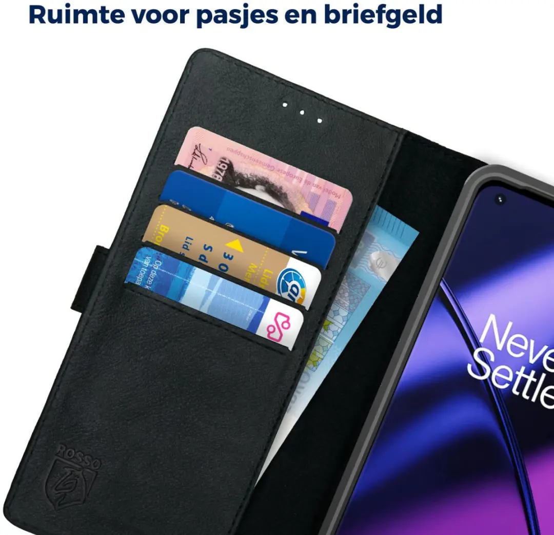 Rosso Deluxe Book Case OnePlus 11 - 3 Pasjes - Zwart