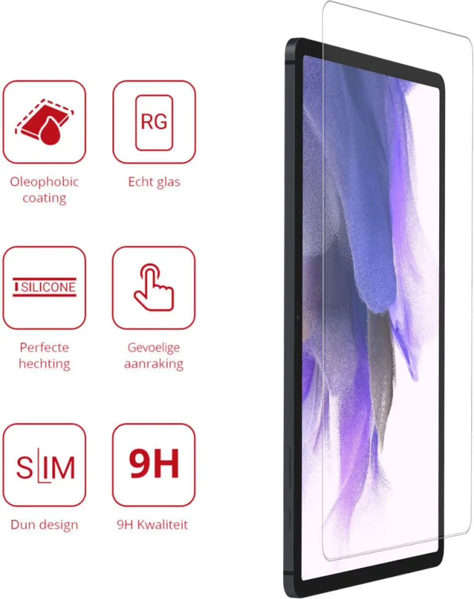 Rosso 147184 Tempered Glass - Samsung Galaxy Tab S7 FE - 9H - Transparant/Red