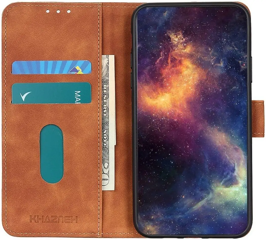 KHAZNEH Hoesje Retro Wallet Book Case Bruin Geschikt voor Samsung Galaxy S23 Plu