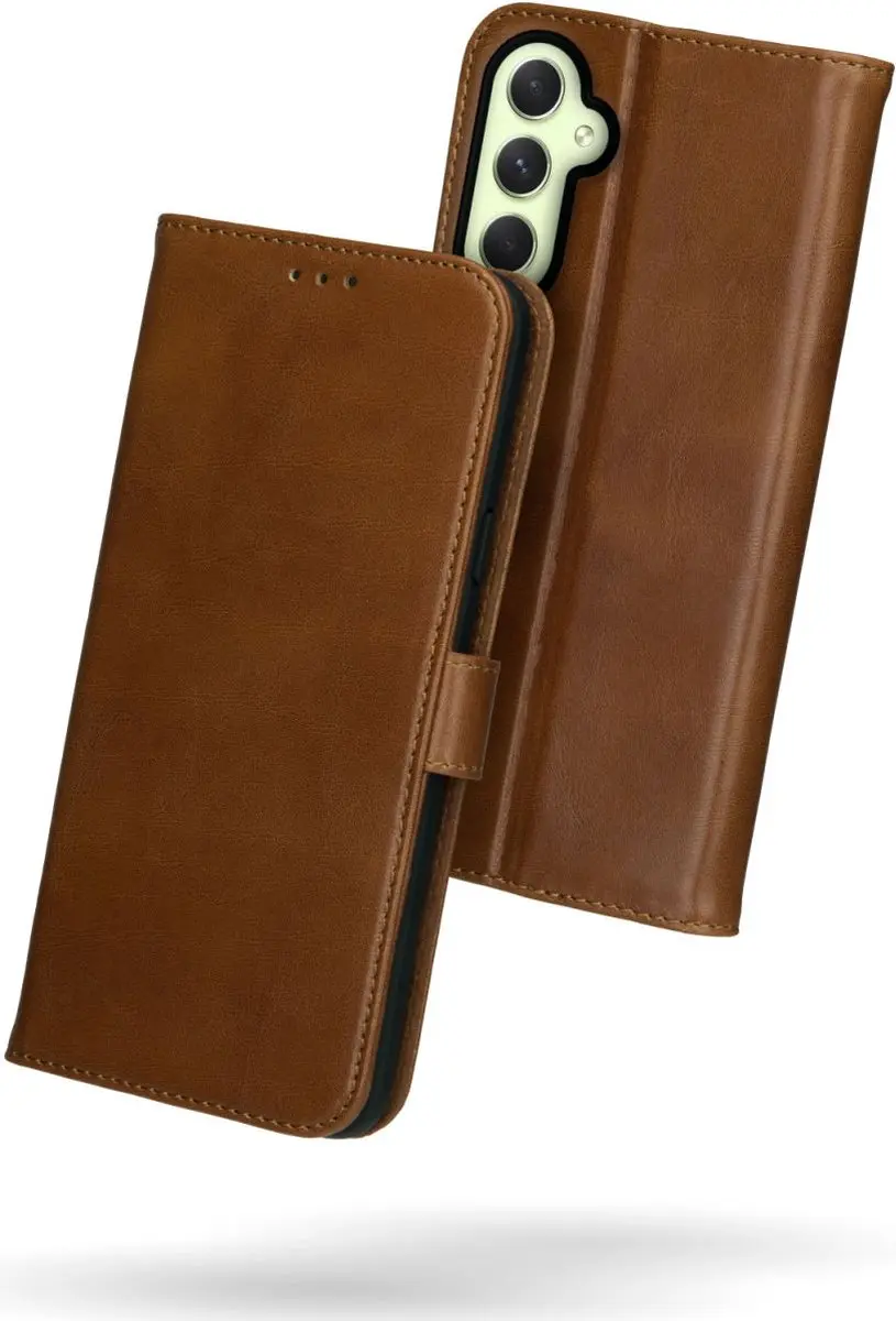 Rosso Deluxe Echt Leer Book Case Hoesje Geschikt voor Samsung Galaxy A34