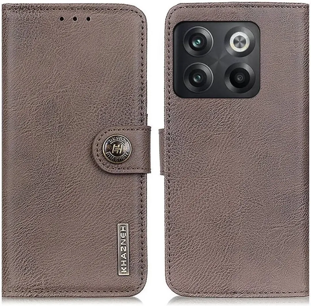 Khazneh OnePlus 10T Book Case Hoesje - 3 Pasjes - Khaki - afbeelding 6 van 6