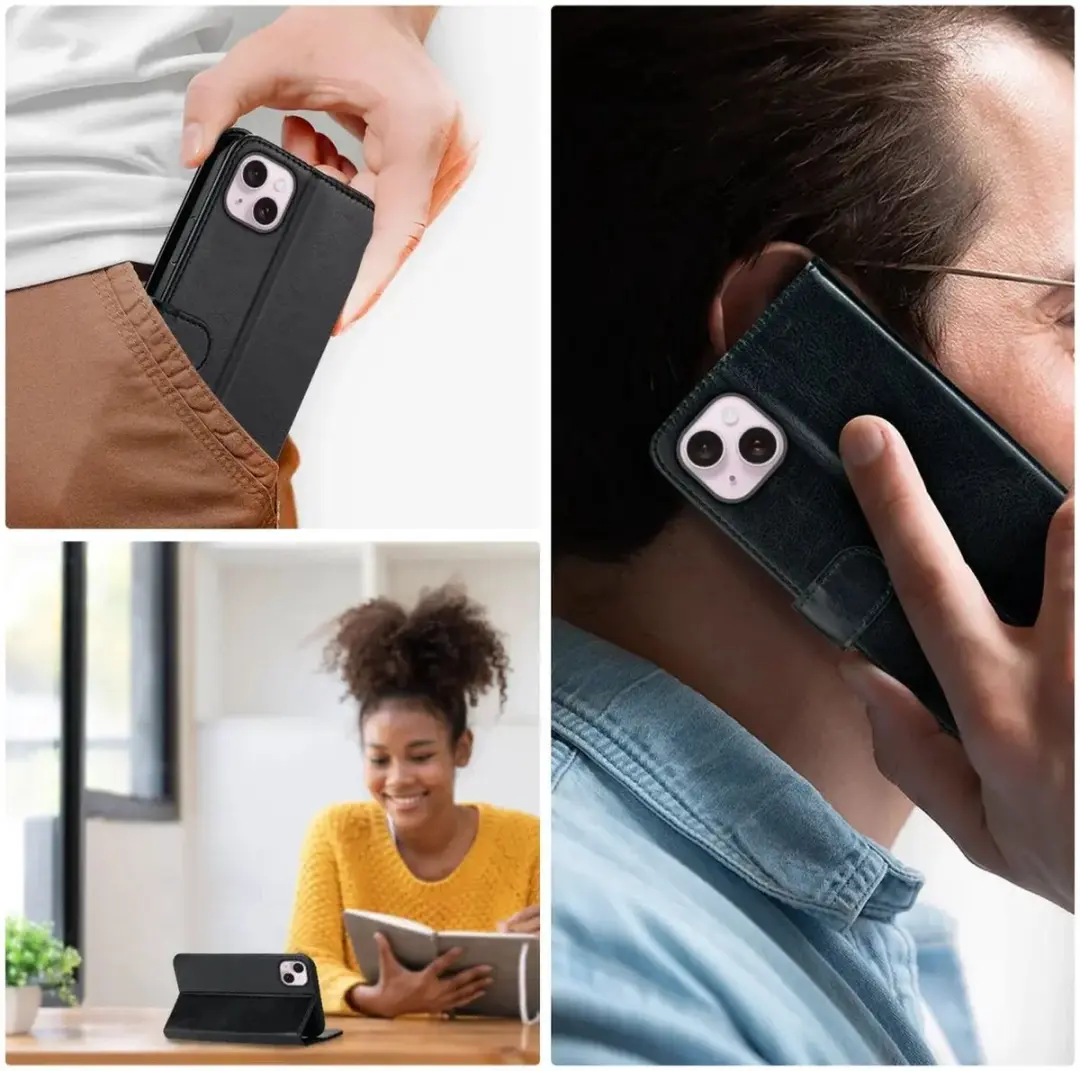 Rosso Element Book Case Wallet iPhone 15 Plus - 3 Pasjes - Zwart