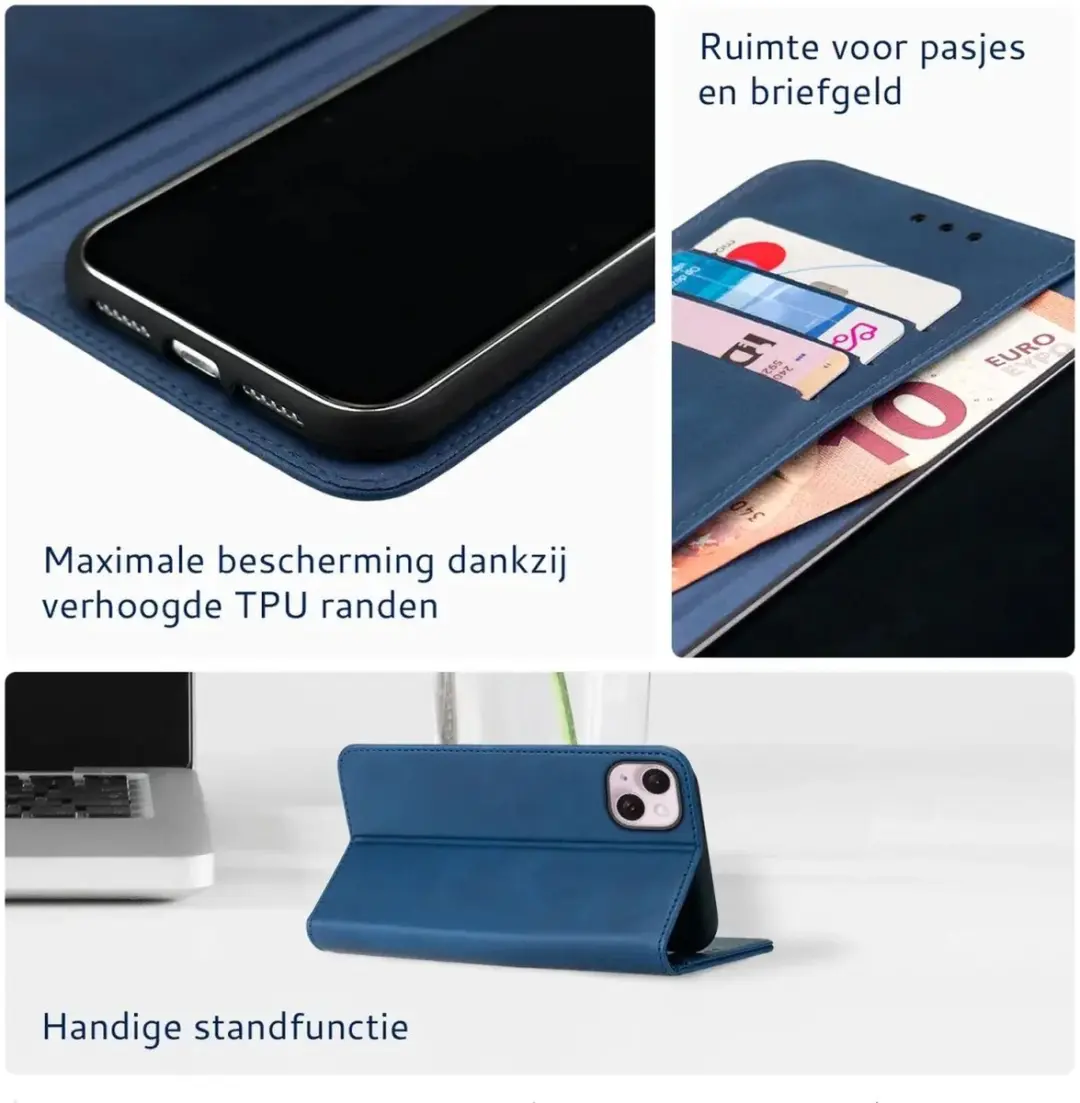 Rosso Element Book Case Wallet iPhone 15 Plus - 3 Pasjes - Blauw