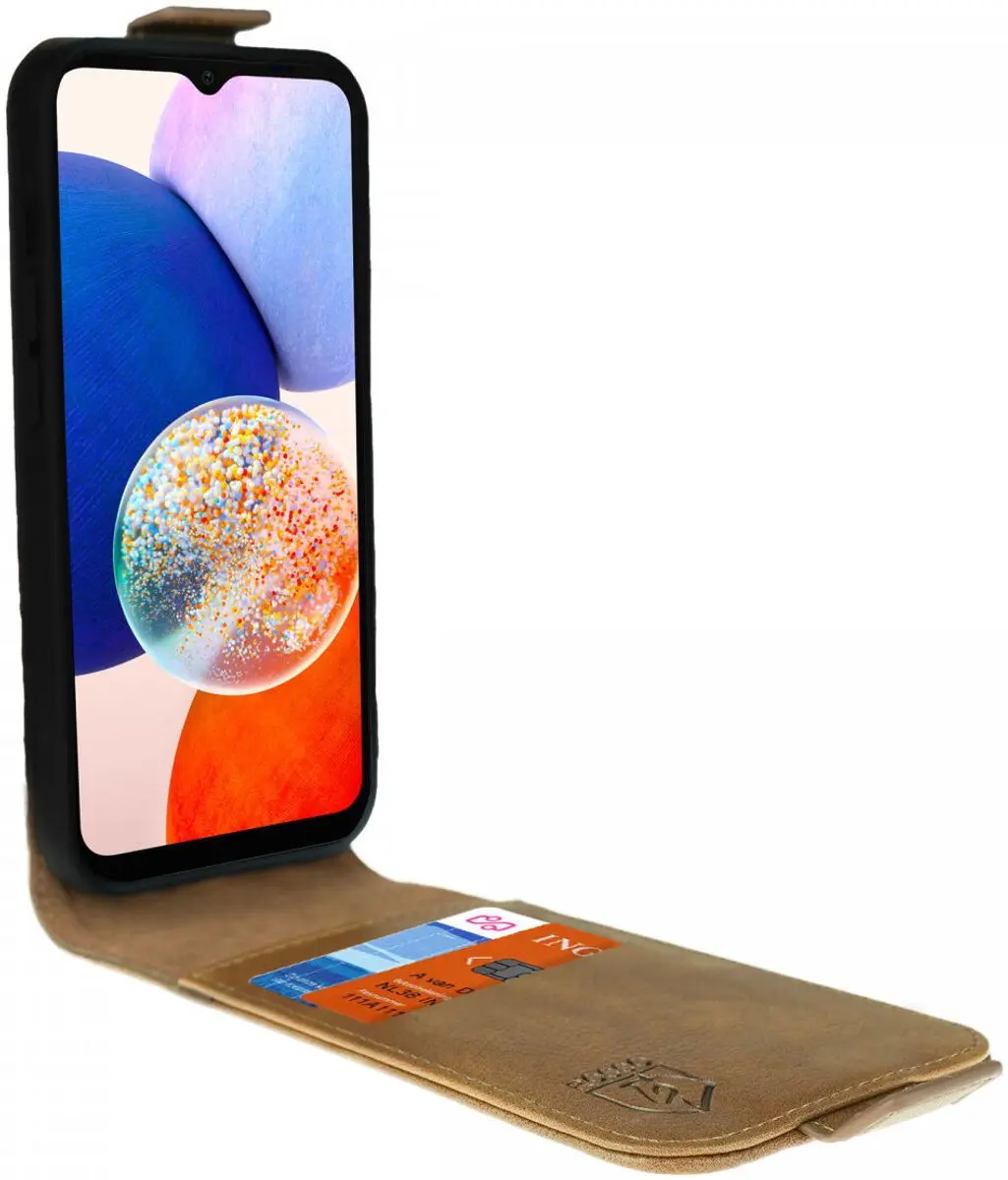 Rosso Element Verticale Hoes Samsung Galaxy A14 - Bruin