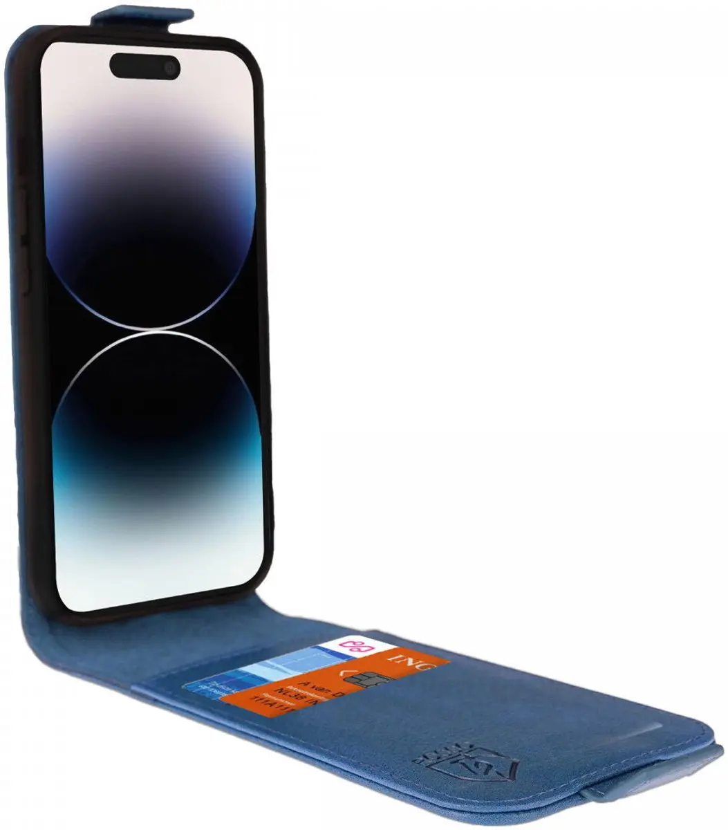 Rosso Element iPhone 14 Pro Flip Case - Blauw - 2 Pasjes - afbeelding 6 van 6