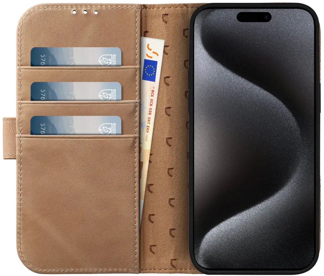 Rosso Elite 173774 Hoesje iPhone 14 Pro - Lichtbruin - 3 Pasjes