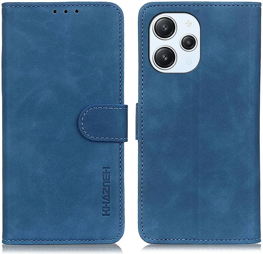 Khazneh Xiaomi Redmi 12 Hoesje Retro Wallet Blauw - 2 Pasjes