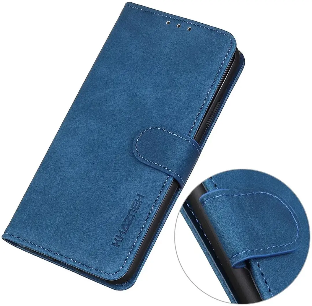 Khazneh Xiaomi Redmi 12 Hoesje Retro Wallet Blauw - 2 Pasjes