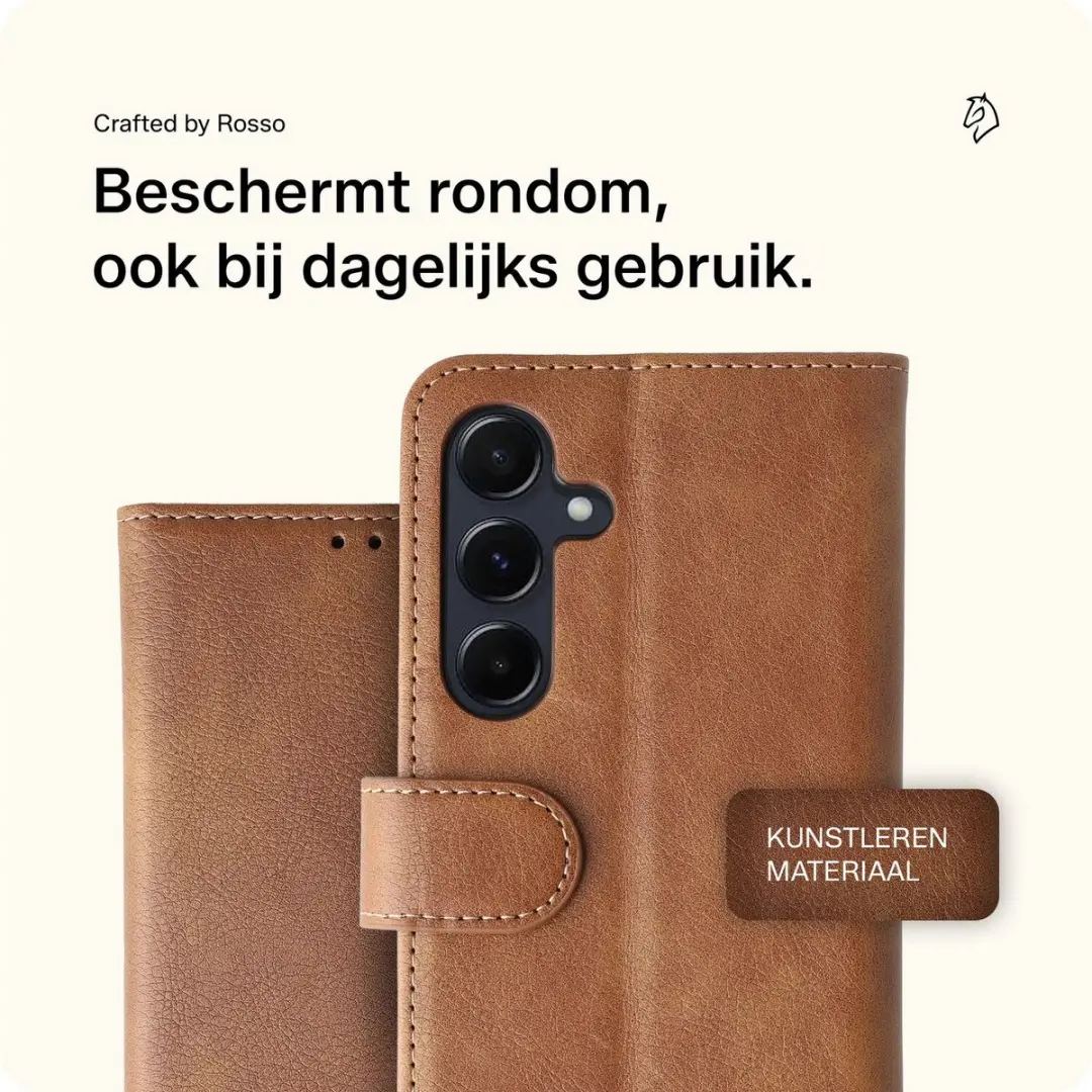 Rosso Element 183506 Portemonnee Hoesje Samsung Galaxy A55 - 3 Pasjes - Bruin