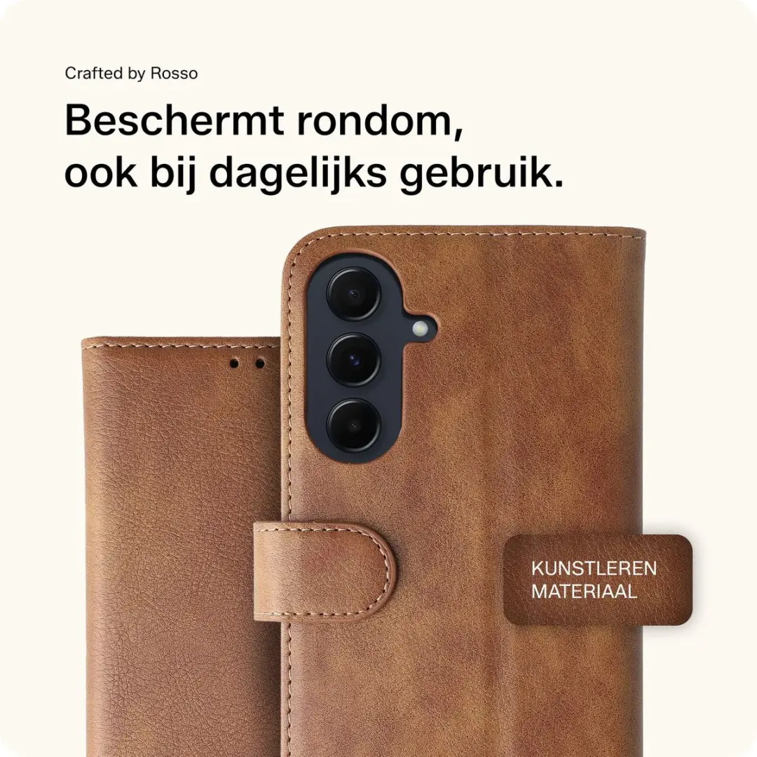 Rosso Element 183506 Portemonnee Hoesje Samsung Galaxy A55 - 3 Pasjes - Bruin