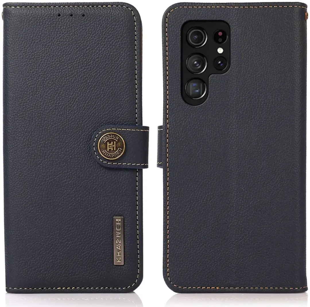 Khazneh RFID Hoesje Samsung S24 Ultra - Blauw - 3 Pasjes