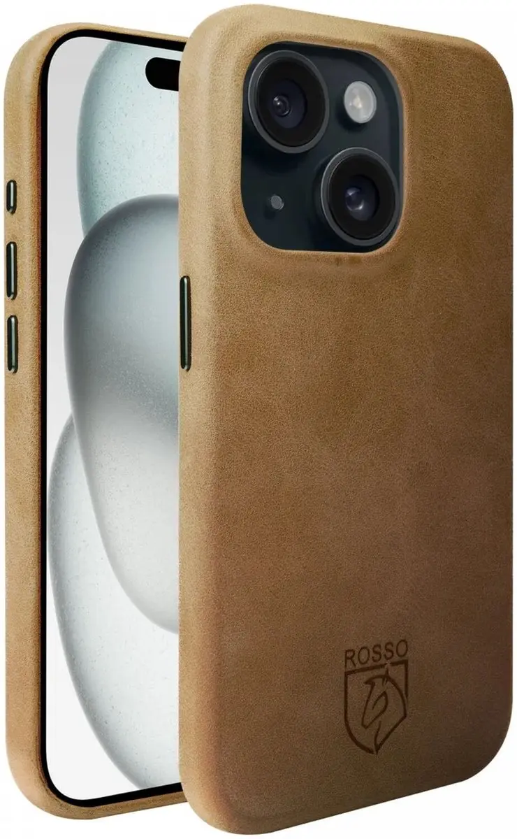 Rosso Elite Hoesje iPhone 15 - Lichtbruin - MagSafe