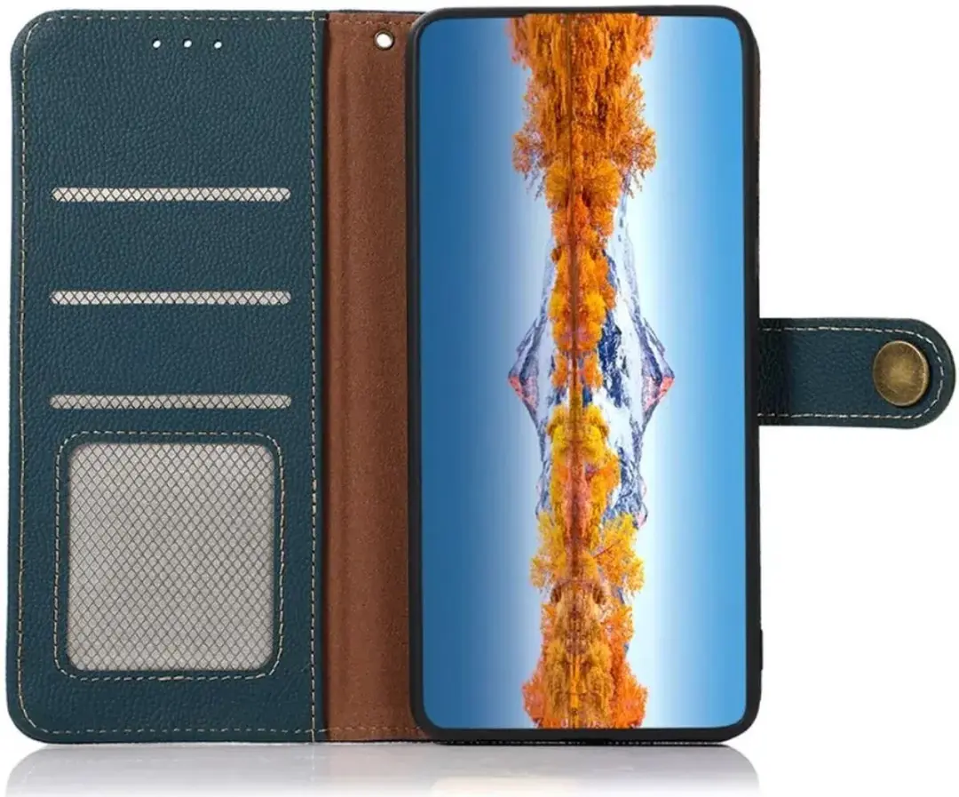 KHAZNEH OnePlus 12 Hoesje RFID Book Case Leer Groen