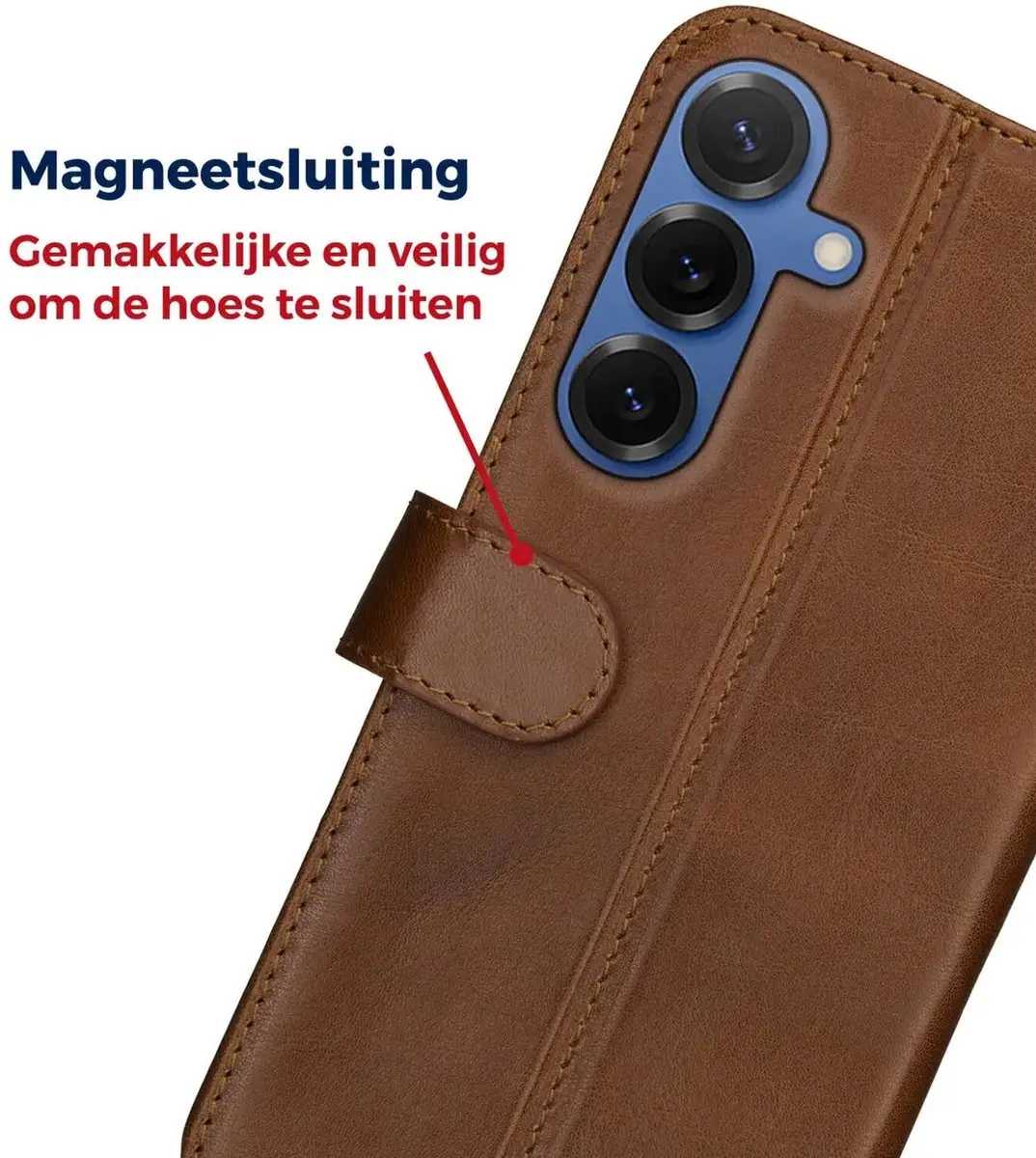 Rosso Deluxe Echt Leer Hoesje Samsung Galaxy S25 - 3 Pasjes - Bruin