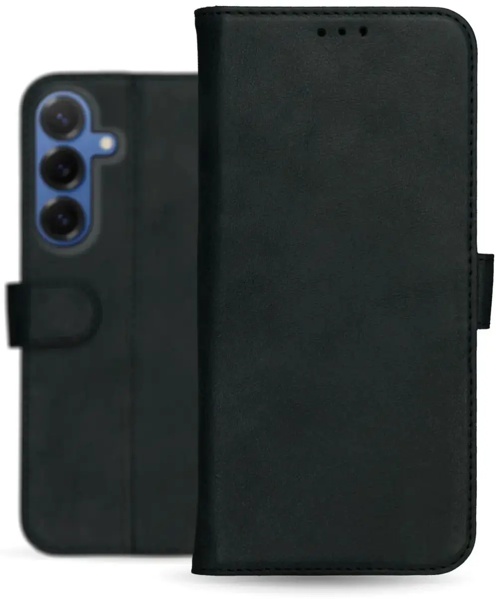 Rosso Deluxe Echt Leer Hoesje Samsung Galaxy S25 Plus - 3 Pasjes - Zwart