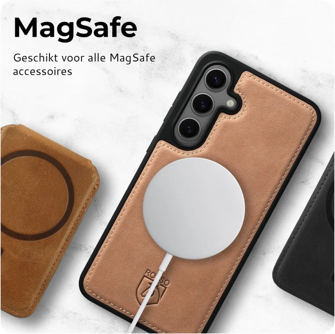 Rosso Elite 203256 Hoesje Samsung Galaxy S25 - Lichtbruin - MagSafe