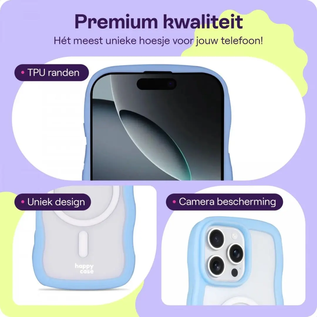 HappyCase Wavy Hoesje iPhone 16 Pro Max - Blauw