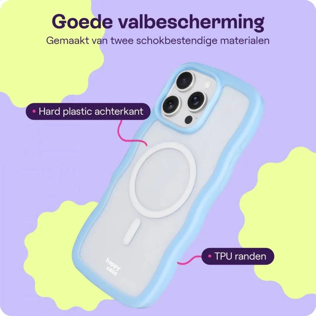 HappyCase Wavy Hoesje iPhone 16 Pro Max - Blauw - afbeelding 6 van 6