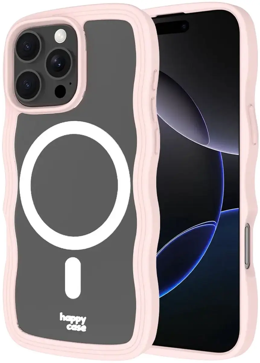 HappyCase Wavy Hoesje iPhone 16 Pro Max - Roze - MagSafe