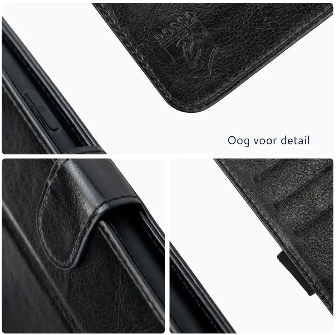 Rosso Element Wallet Book Case 208761 - Motorola Edge 50 - 3 Pasjes - Zwart