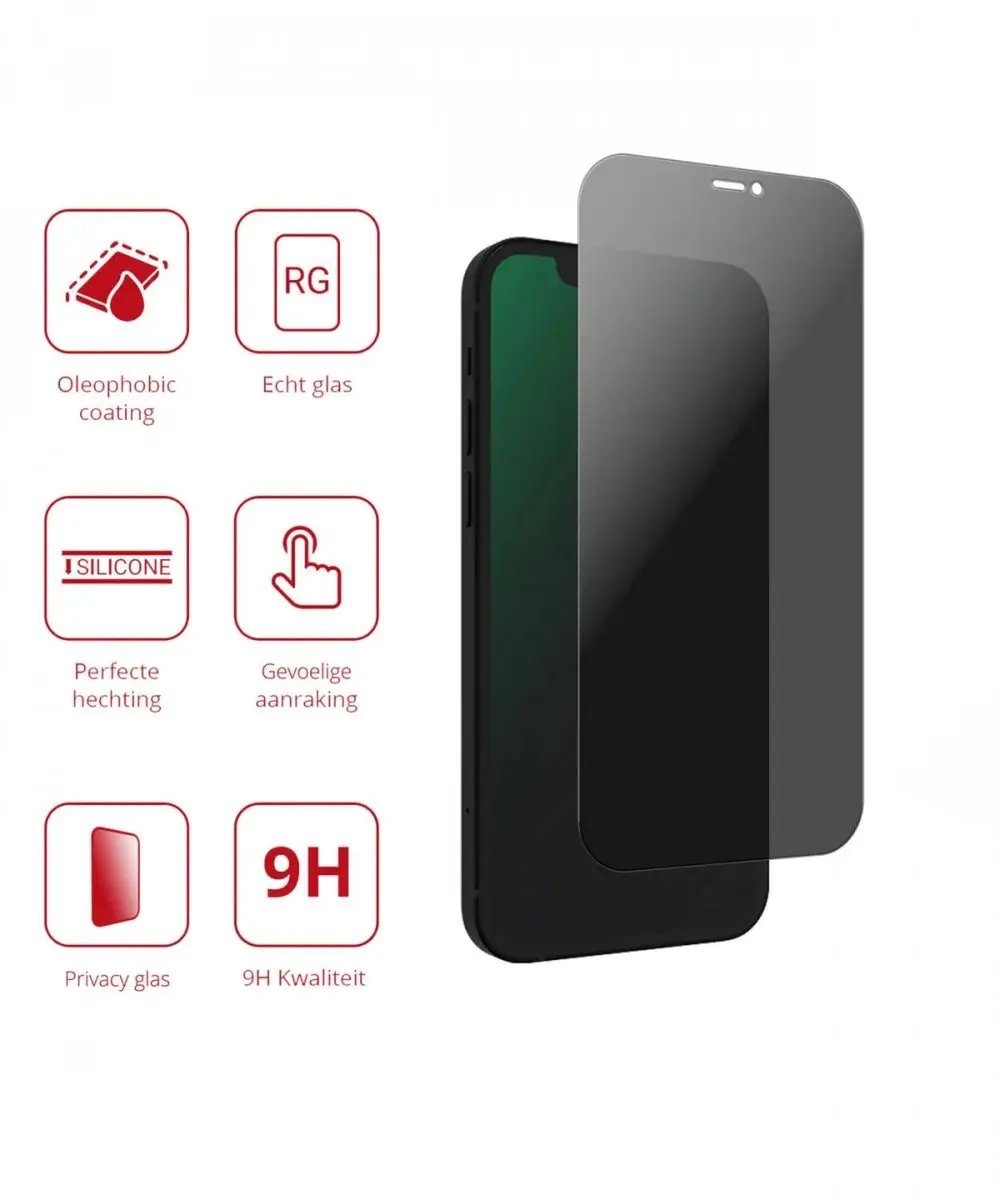Rosso Privacy Screen Protector iPhone 12 Mini - 9H Glas - Case Friendly