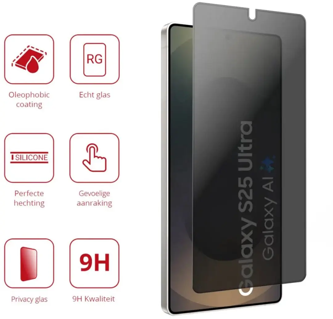 Rosso Privacy Screen Protector Samsung Galaxy S25 Ultra - 9H Glas