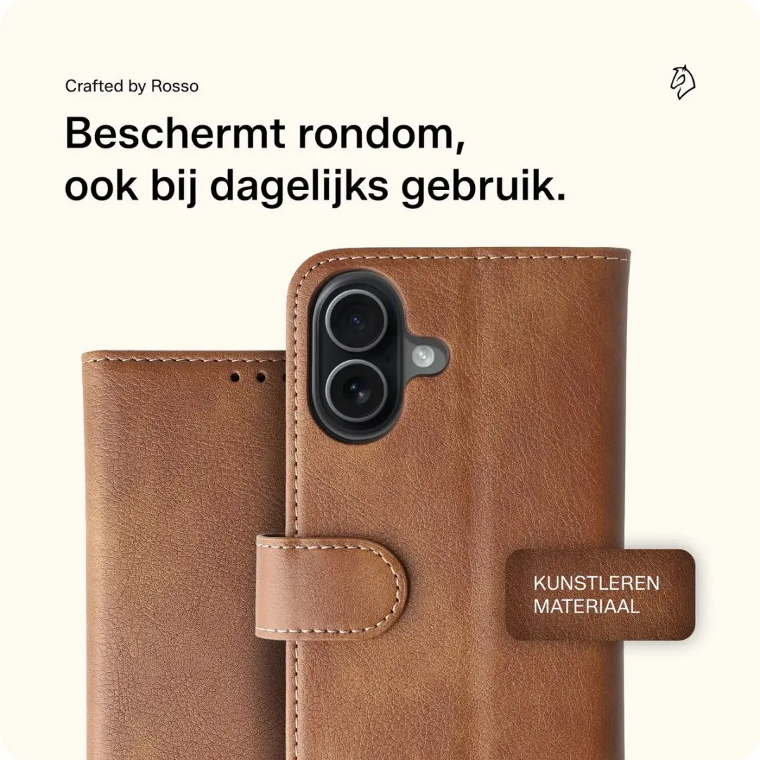 Rosso Element Wallet Book Case iPhone 17 - 3 Pasjes - Bruin