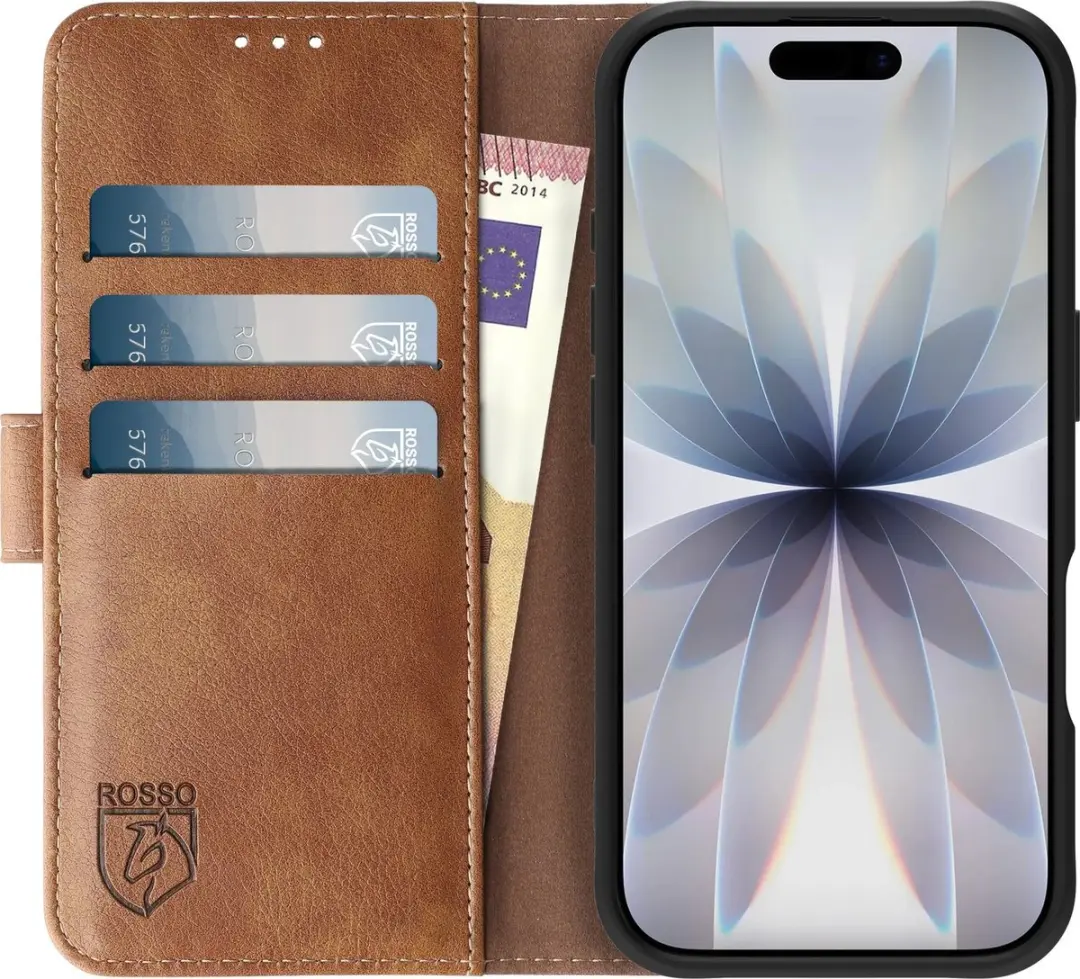 Rosso Element Wallet Book Case iPhone 17 - 3 Pasjes - Bruin
