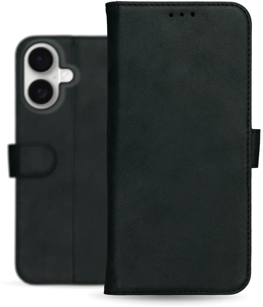 Rosso Deluxe Echt Leer Hoesje iPhone 17 - 3 Pasjes - Zwart