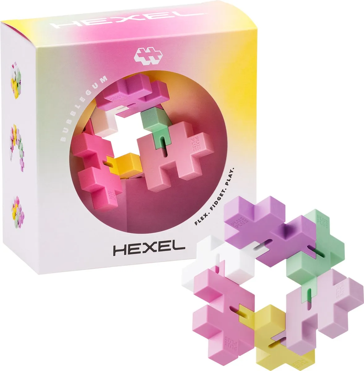 Plus-Plus HEXEL Bubblegum Roze 6-delig Fidget Toy