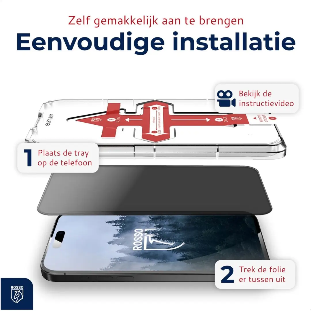Rosso Tempered Glass iPhone 17 Pro - 9H Glas - Installatietray