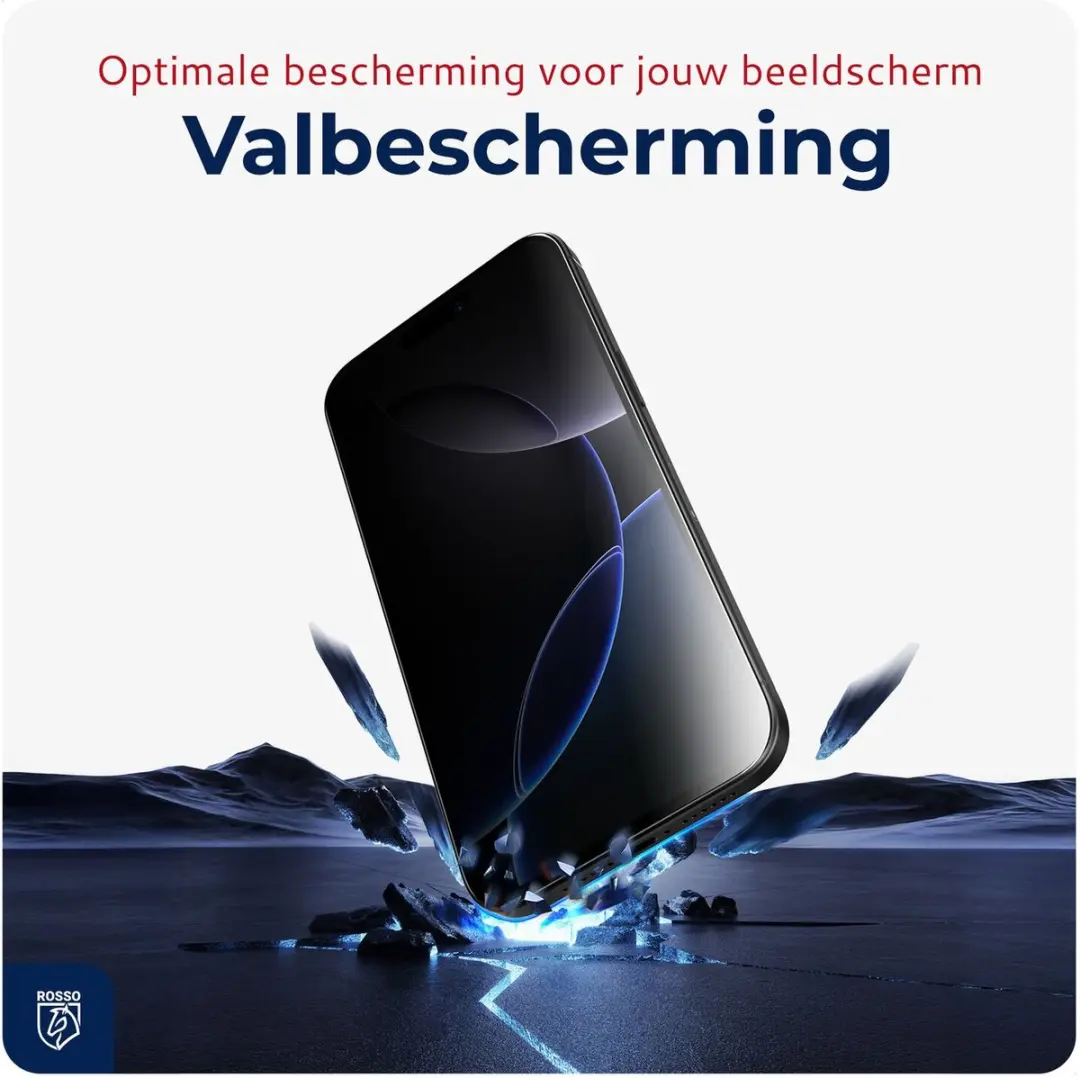 Rosso Privacy Screen Protector iPhone 17 Pro Max - 9H Glas - Installatietray