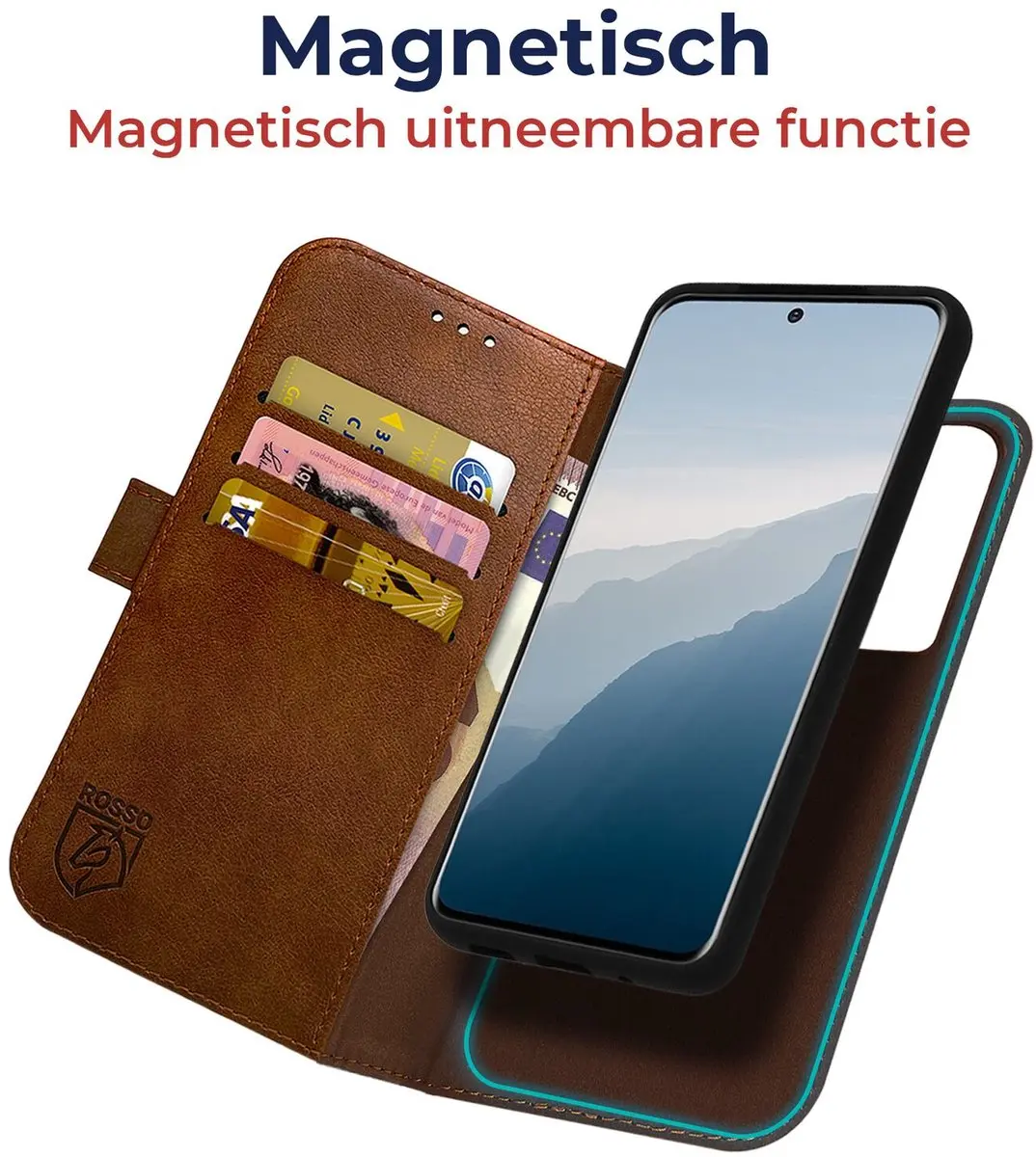 Rosso Element 224487 Hoesje Samsung Galaxy S25 FE - 3 Pasjes - Bruin