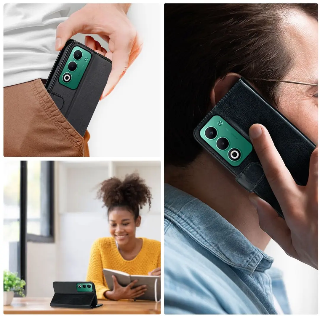 Rosso Element Wallet Book Case Oppo A5 223041 - 3 Pasjes - Zwart