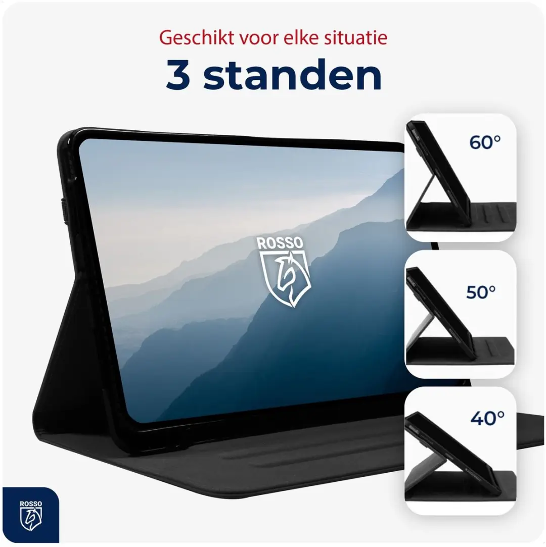 Rosso Deluxe 228342 Hoes Samsung Galaxy Tab S11 - Echt Leer - Zwart