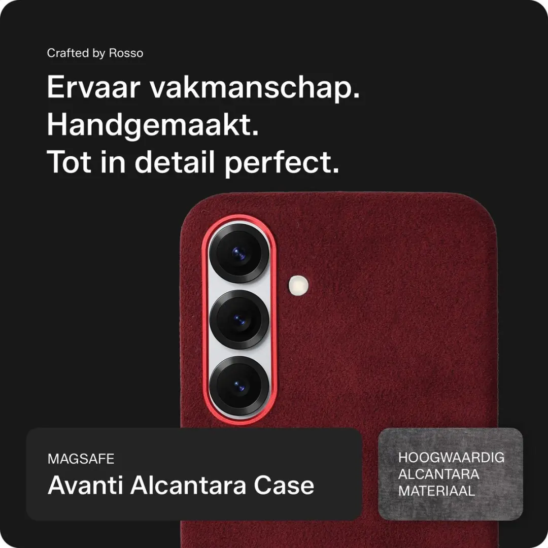 Rosso Avanti Hoesje 246519 - Samsung Galaxy S24/S25 Plus - MagSafe - Alcantara Burgundy